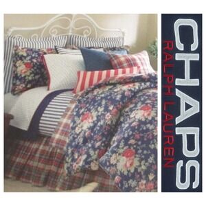 Ralph Lauren Chaps Vintage Cape Cod King Floral Reversible Comforter